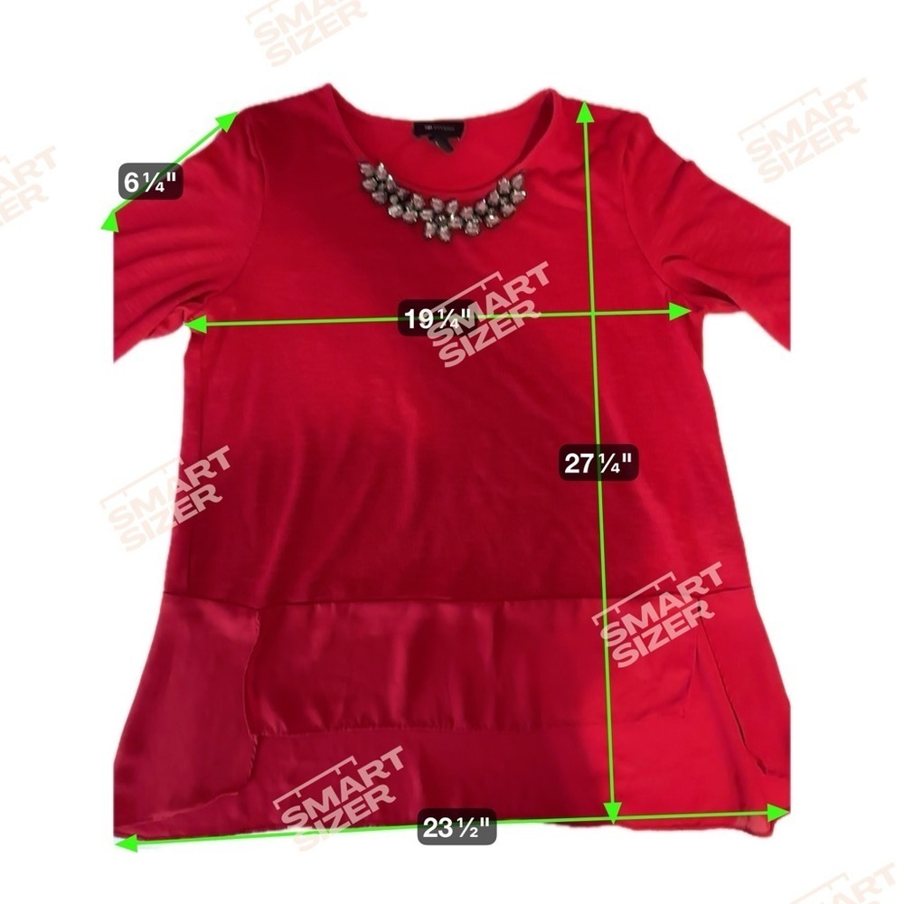 AB Studio Red Blouse with Embellished Neckline - Picture 11 of 11